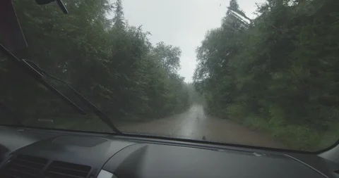 Rainy ride inside car view Stock Footage 114862730