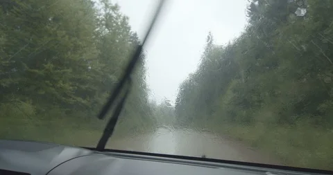 Rainy ride inside car view Stock Footage 114863378