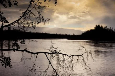 Rainy riverscape Stock Photos