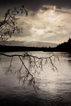 Rainy riverscape Stock Photos