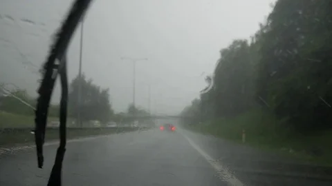 Rainy road Stock Footage 77572398