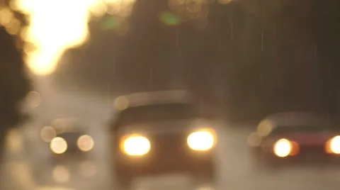 Rainy Road at Sunset Stock Footage 40342565