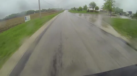 Rainy Rural Road Stock Footage 50046204