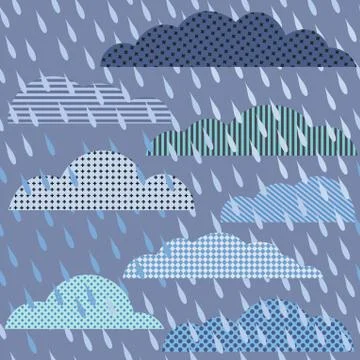 Rainy seamless pattern with clouds. vector pattern イラスト素材