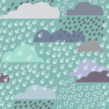Rainy seamless pattern with clouds. vector pattern イラスト素材