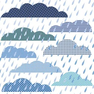 Rainy seamless pattern with clouds. vector pattern Stockillustratie