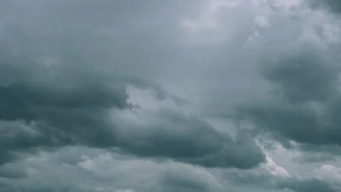 Rainy Sky with Gray Clouds, Slow Motion. Thunderstorm Cloudy Summer Skyscraper.  Stock Footage 174796364