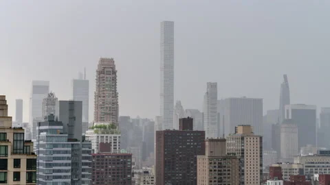Rainy Skyscraper Cityscape Timelapse Stock Footage 200927215
