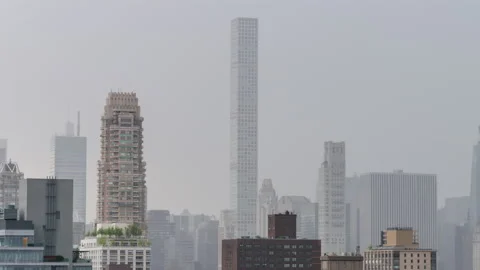 Rainy Skyscraper Cityscape Timelapse Zoom Out Stock Footage 200927193