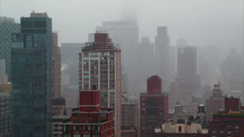 Rainy Skyscraper Skyline Stock Footage 286053780