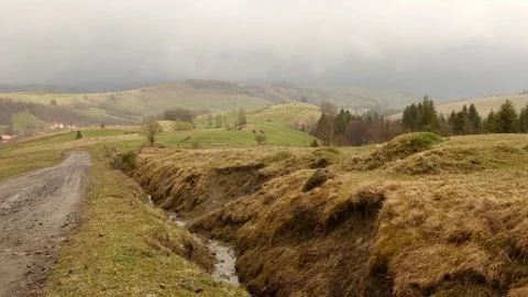 Rainy spring day in the mountains. Stock Footage 76444635