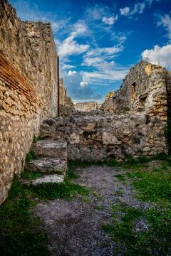 Rainy Spring Tranquility in Pompeii Stock Photos