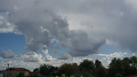 Rainy stormy fast-moving clouds timelapse Stock Footage 285986599
