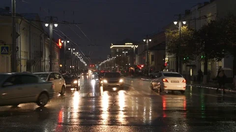 Rainy street 2 Stockbeeldmateriaal 96608892