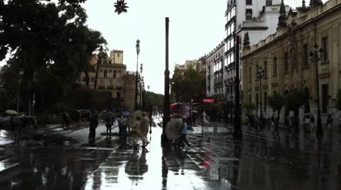 Rainy streets of Seville Video stock 10729525