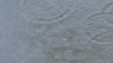 Rainy summer day, usual pool with bubbles and circles Stock Footage 10600422