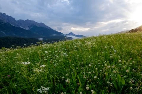 Rainy sunset on the Alps Foto stock