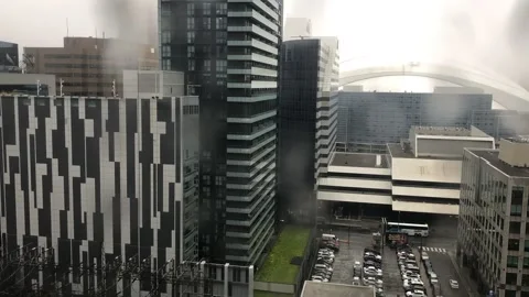 Rainy Toronto - office window view Stock Footage 232366533
