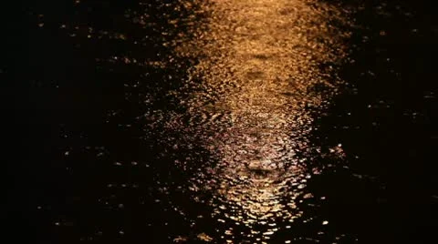 Rainy water surface by night Stock-Footage 10750723