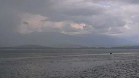 Rainy Water Waves on Lake. 4K UHD footage. Stock Footage 236638768