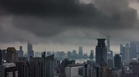 Rainy weather 4k time lapse from shanghai roof top Vídeo Stock 46556368