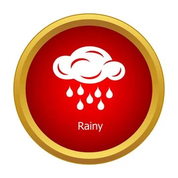 Rainy weather cloud with falling raindrops icon Stock Illustration