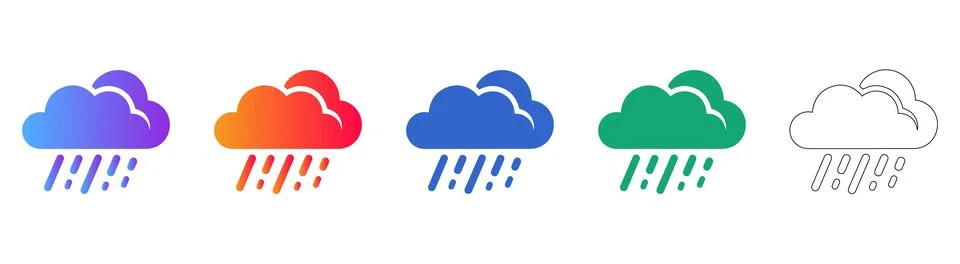 Rainy Weather Cloud Icon Set in Colorful Gradients Stock-Illustration
