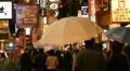 Rainy Weather Dotonbori Asian Shopping Street People Walk Tourists Visit Night HD Footage