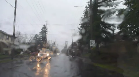 Rainy Weather Drive Point Of View Stock Footage 45989681