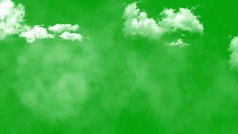 Rainy Weather with Lightning and Clouds on Green Screen Background Stock Footage 345211649