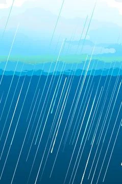 Rainy weather. Sky clouds vector. Illustration in cartoon style flat design.  Stock Illustration
