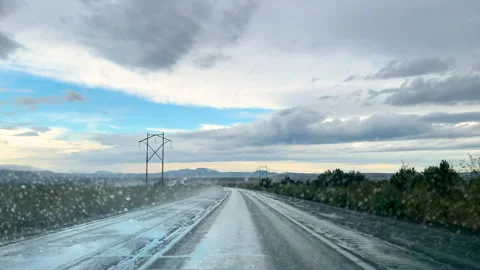 Rainy Weather Through The Car Window. California 101 Freeway Stock Footage 169058011
