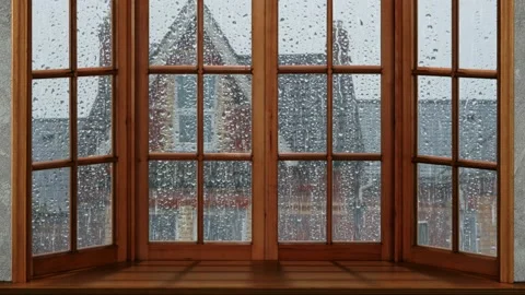 Rainy Weather View. Daytime summer rain. Relaxing video. Rain Sounds. 4K Stock Footage 220077501