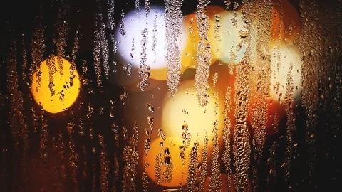 Rainy Window At Night Stock Footage 108400222