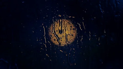 Rainy Window, Water Droplets Falling On Black Surface Stock Footage 108462186