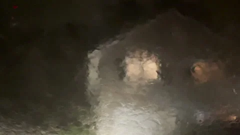 Rainy windshield during a downpour at night Stock Footage 157376795