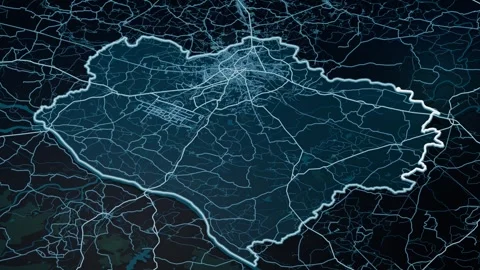 Raipur India Glowing Digital Map Animation 4K Stock Footage 339932461