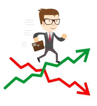 Raise and fall of business indicators. Stock Illustration