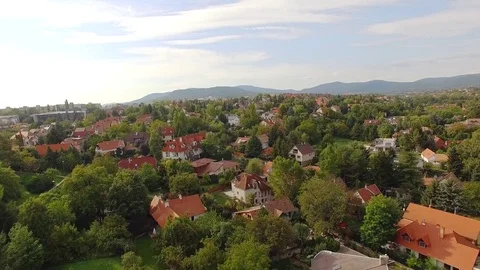 Raise over a small town Stock Footage 80465773