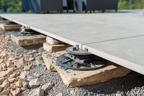 Raised deck support mechanism Stock Photos