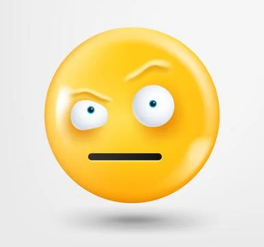 Raised eyebrow emoticon 3d vector. Emoji isolated on white background Illustrazione stock