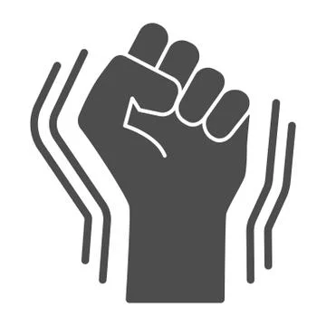 Raised fist gesture solid icon, Black lives matter concept, Human hand up BLM 库存插图