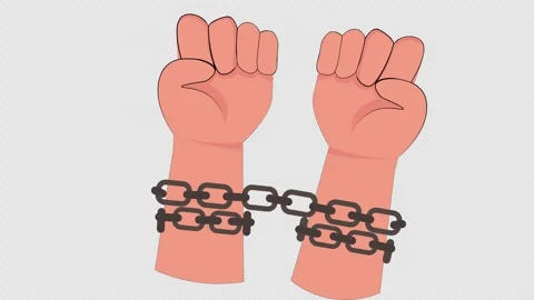 Raised Fists Bound by Metal Chains Representing Oppression or Crime Animation Stock Footage 324068797