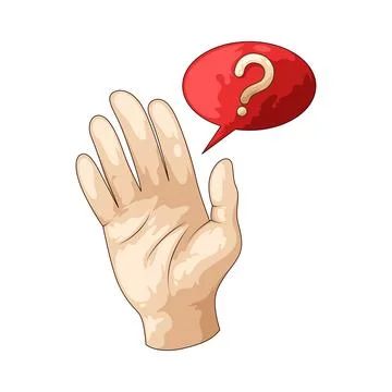 Raised hand with question bubble illustration Stock Illustration