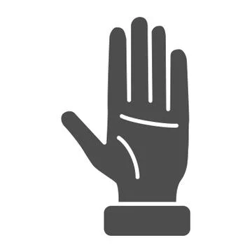 Raised hand solid icon, gestures concept, open palm sign on white background 스톡 일러스트