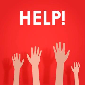 Raised hands up, asking for help. 库存插图