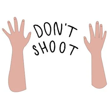Raised hands blm logo and don't shoot text on white isolated backdrop. Stock Illustration