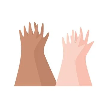 Raised hands up clapping isolated design white background 스톡 일러스트