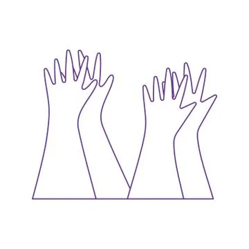 Raised hands up clapping isolated design white background 스톡 일러스트