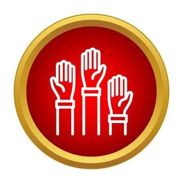 Raised hands icon representing voting participation and volunteering Stock Illustration